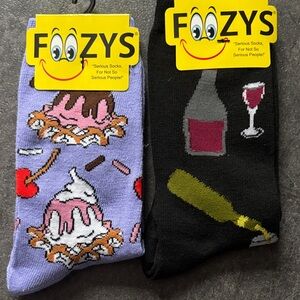 Foozys Fun Ice Cream and Wine Socks - Black and Purple